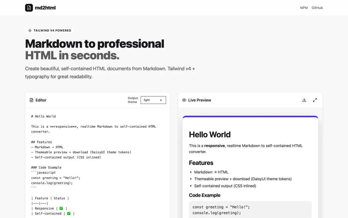 The md2html website