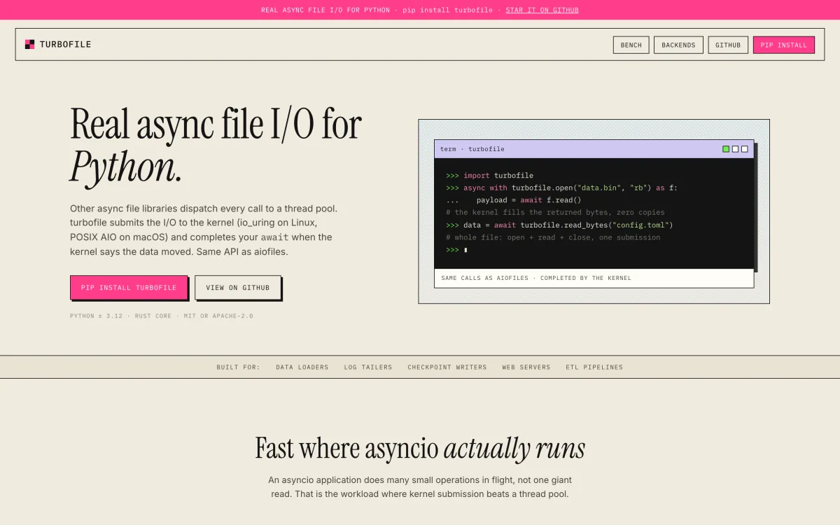 The turbofile website